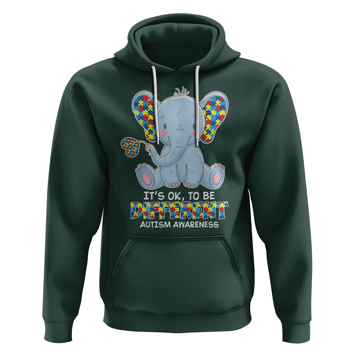 Autism Awareness Elephant Hoodie Its Ok To Be Different - Wonder Print Shop