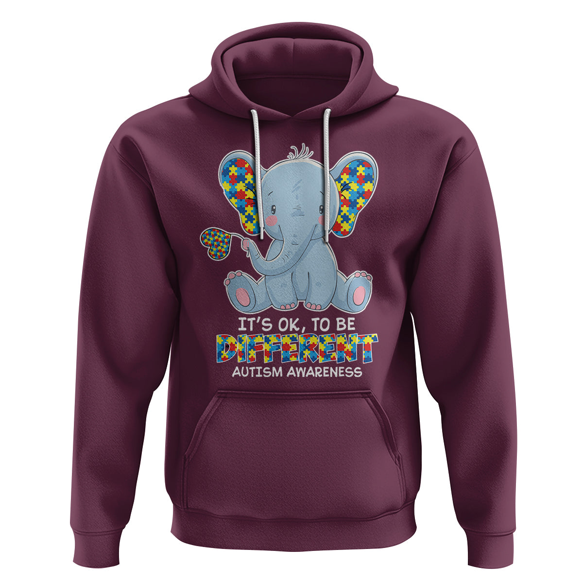 Autism Awareness Elephant Hoodie Its Ok To Be Different - Wonder Print Shop
