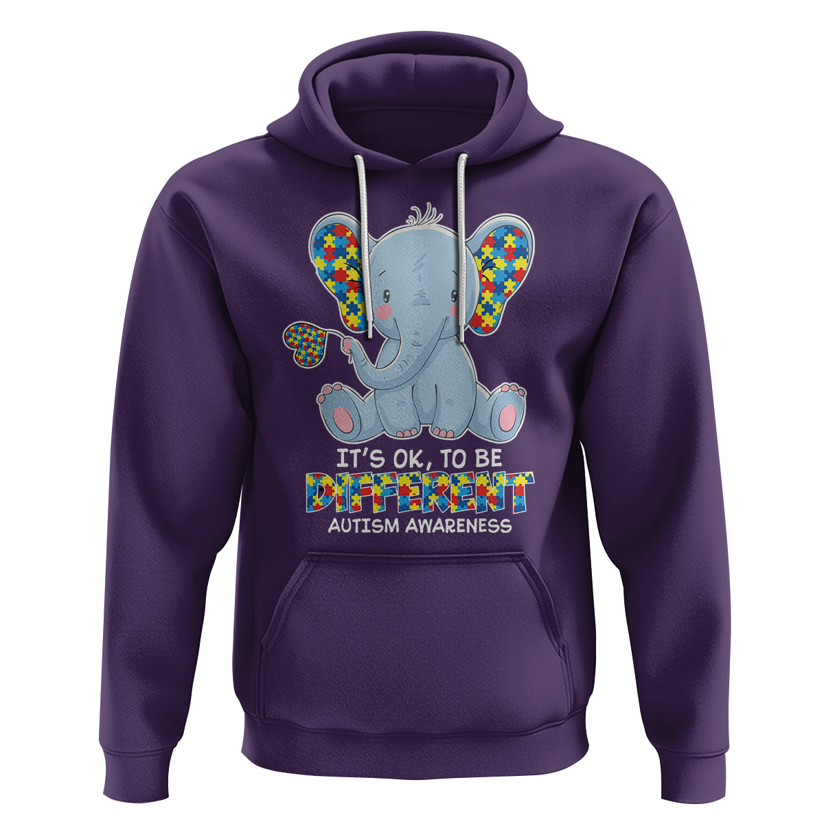 Autism Awareness Elephant Hoodie Its Ok To Be Different - Wonder Print Shop