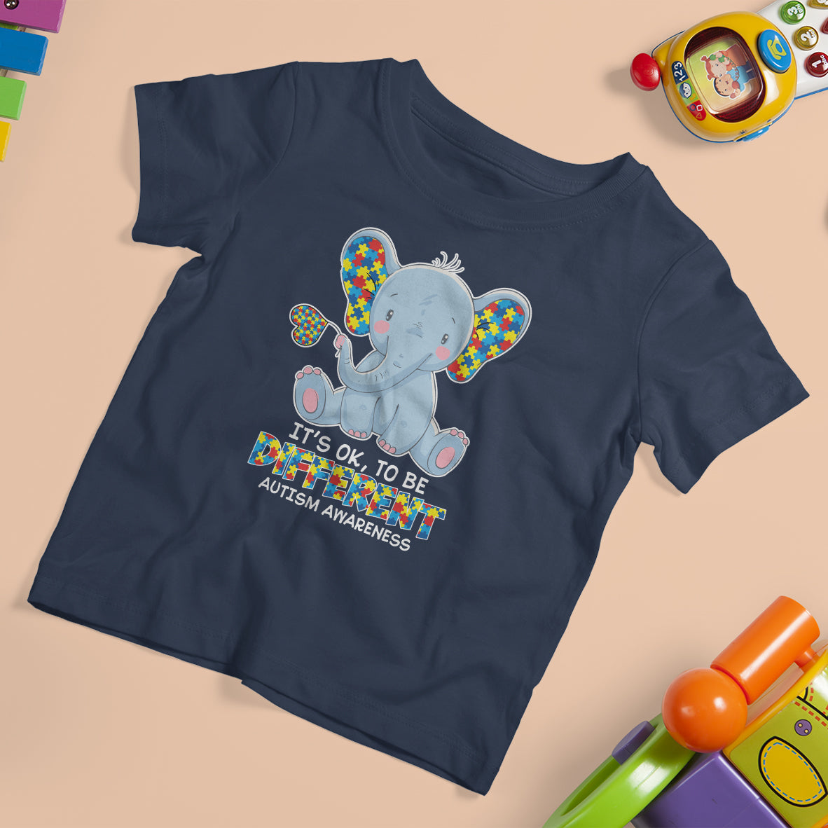 Autism Awareness Elephant T Shirt For Kid Its Ok To Be Different - Wonder Print Shop