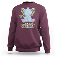 Autism Awareness Elephant Sweatshirt Its Ok To Be Different - Wonder Print Shop