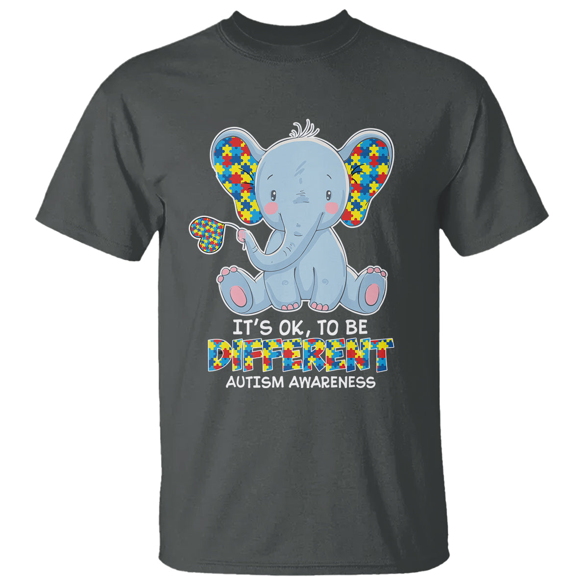 Autism Awareness Elephant T Shirt Its Ok To Be Different - Wonder Print Shop