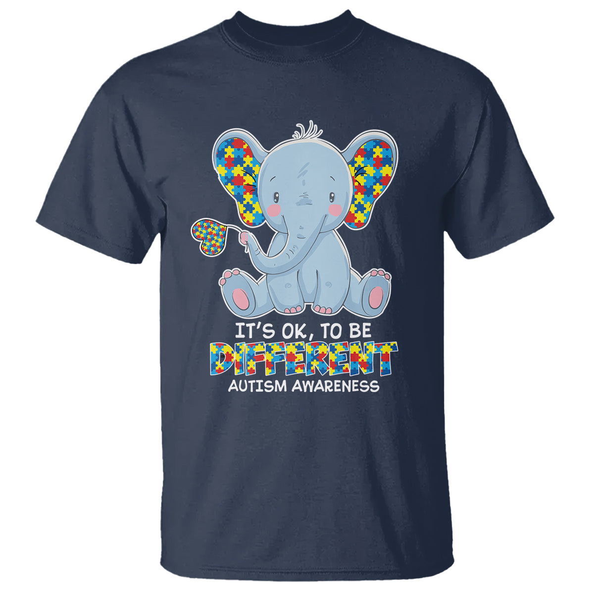 Autism Awareness Elephant T Shirt Its Ok To Be Different - Wonder Print Shop