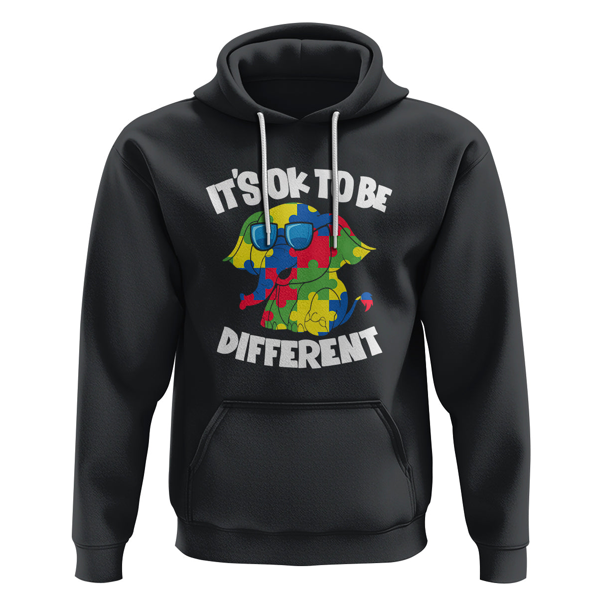 Autism Awareness Day Hoodie It's Okay To Be Different Elephant - Wonder Print Shop
