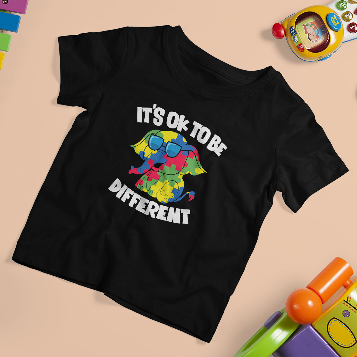 Autism Awareness Day T Shirt For Kid It's Okay To Be Different Elephant - Wonder Print Shop