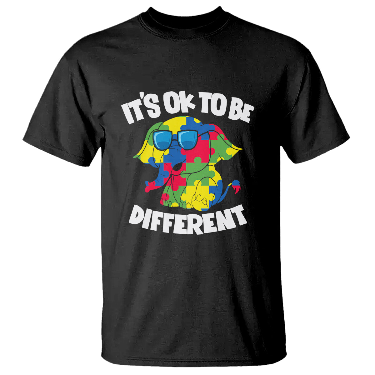 Autism Awareness Day T Shirt It's Okay To Be Different Elephant - Wonder Print Shop