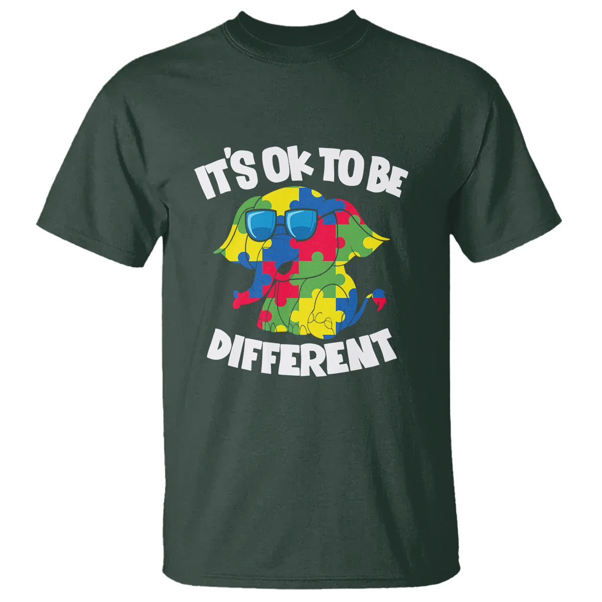 Autism Awareness Day T Shirt It's Okay To Be Different Elephant - Wonder Print Shop