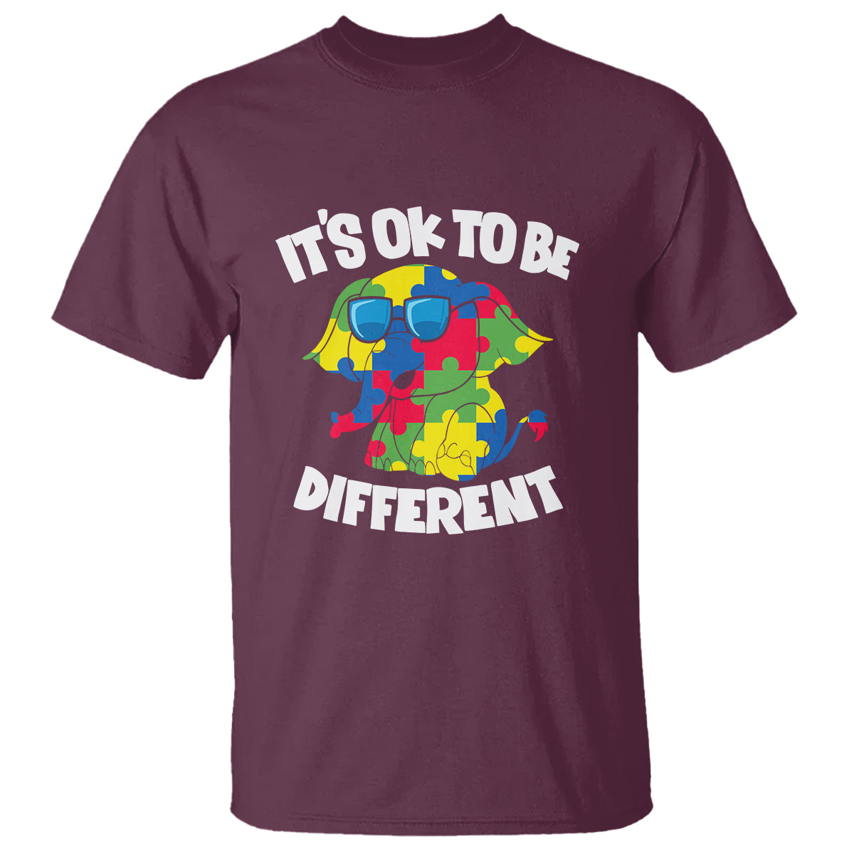 Autism Awareness Day T Shirt It's Okay To Be Different Elephant - Wonder Print Shop