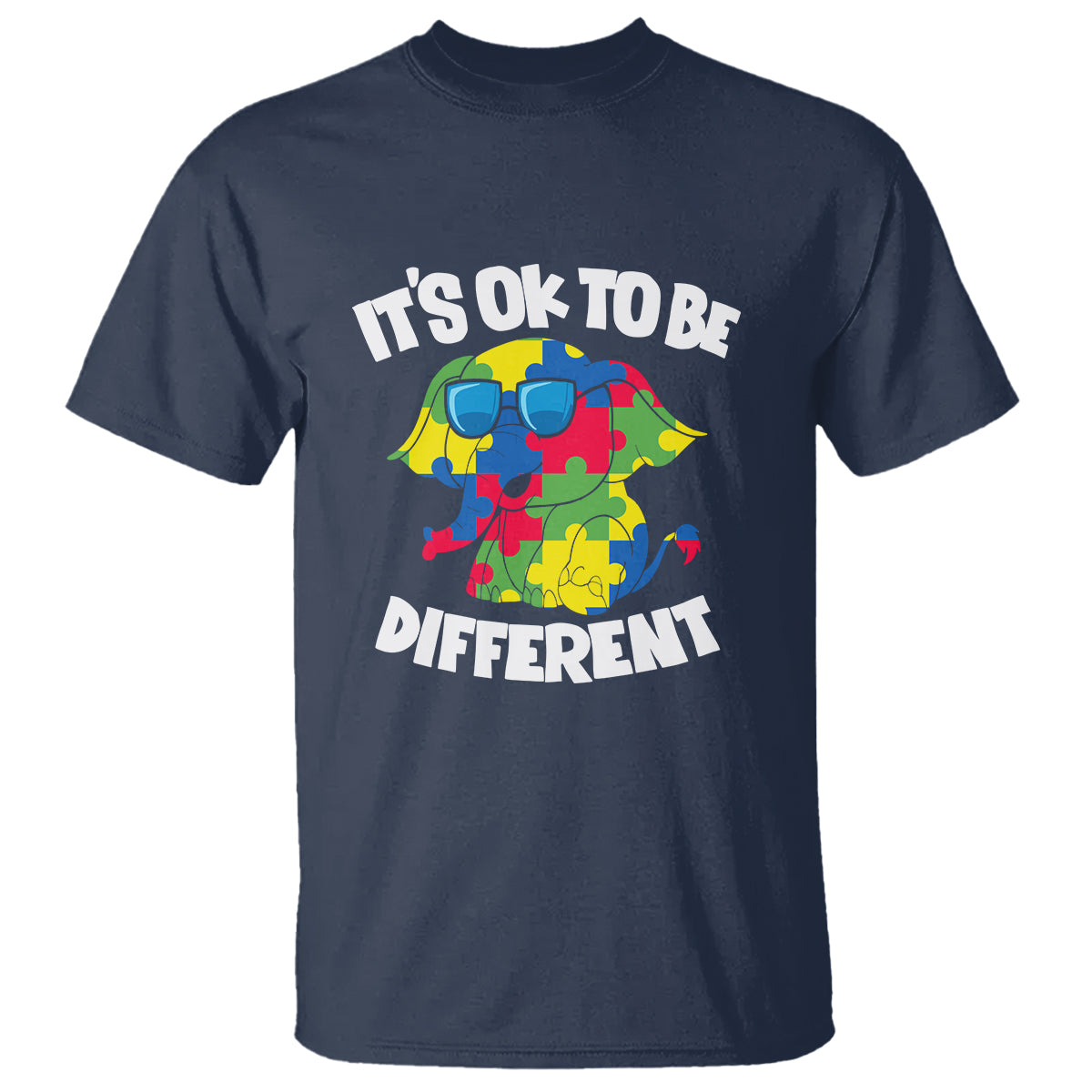 Autism Awareness Day T Shirt It's Okay To Be Different Elephant - Wonder Print Shop