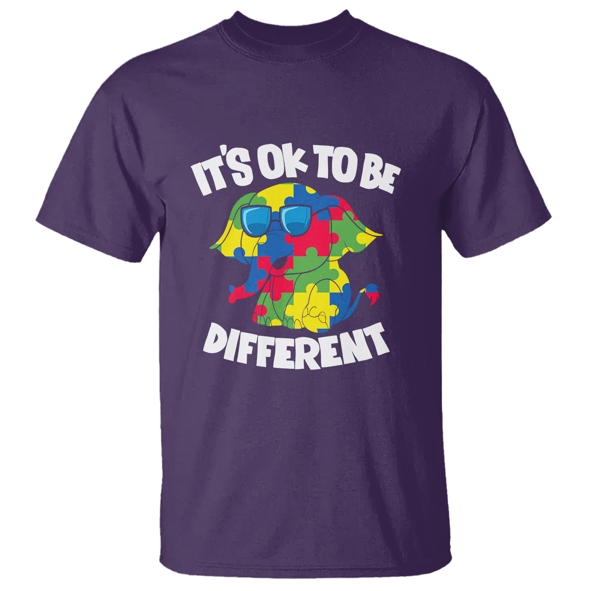 Autism Awareness Day T Shirt It's Okay To Be Different Elephant - Wonder Print Shop