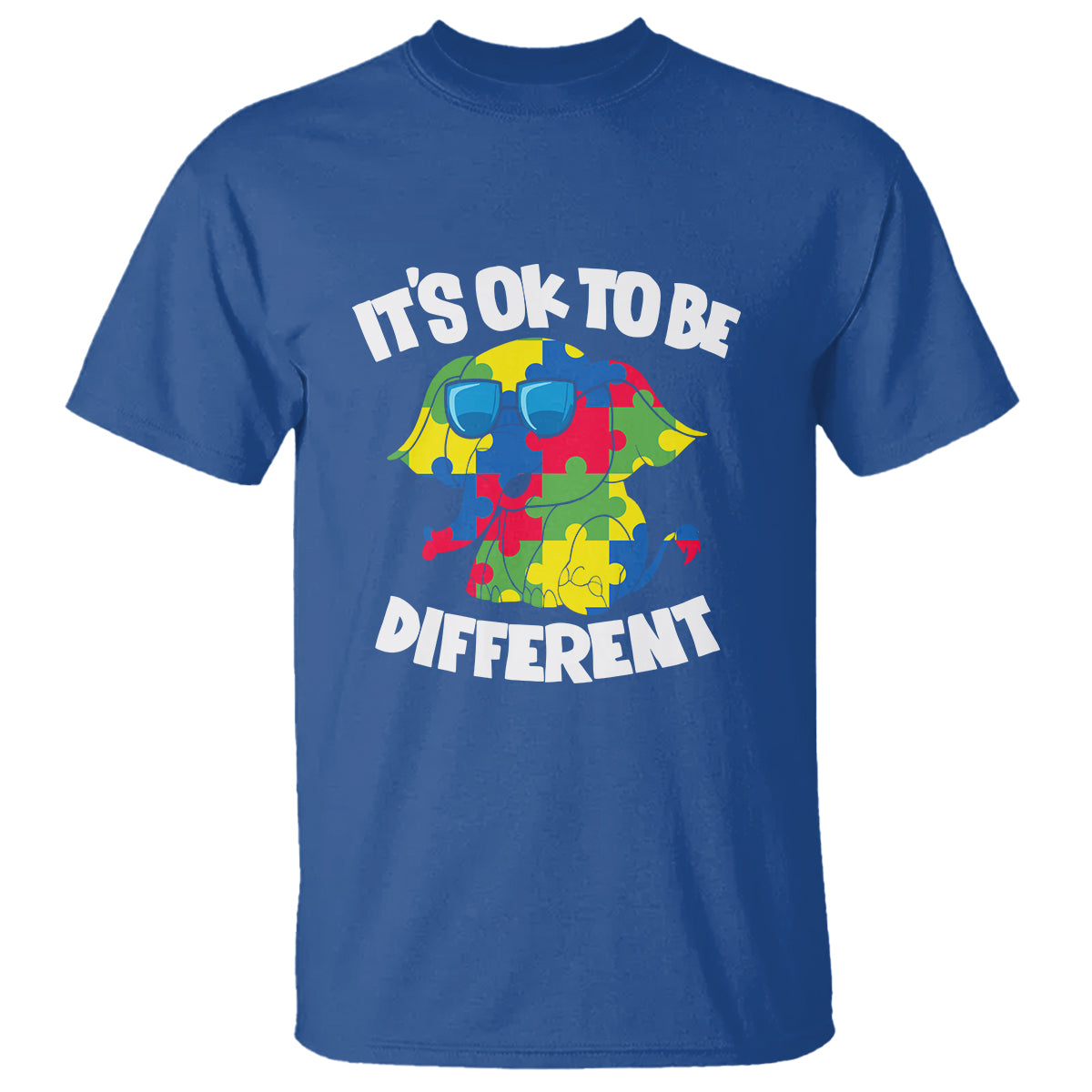 Autism Awareness Day T Shirt It's Okay To Be Different Elephant - Wonder Print Shop