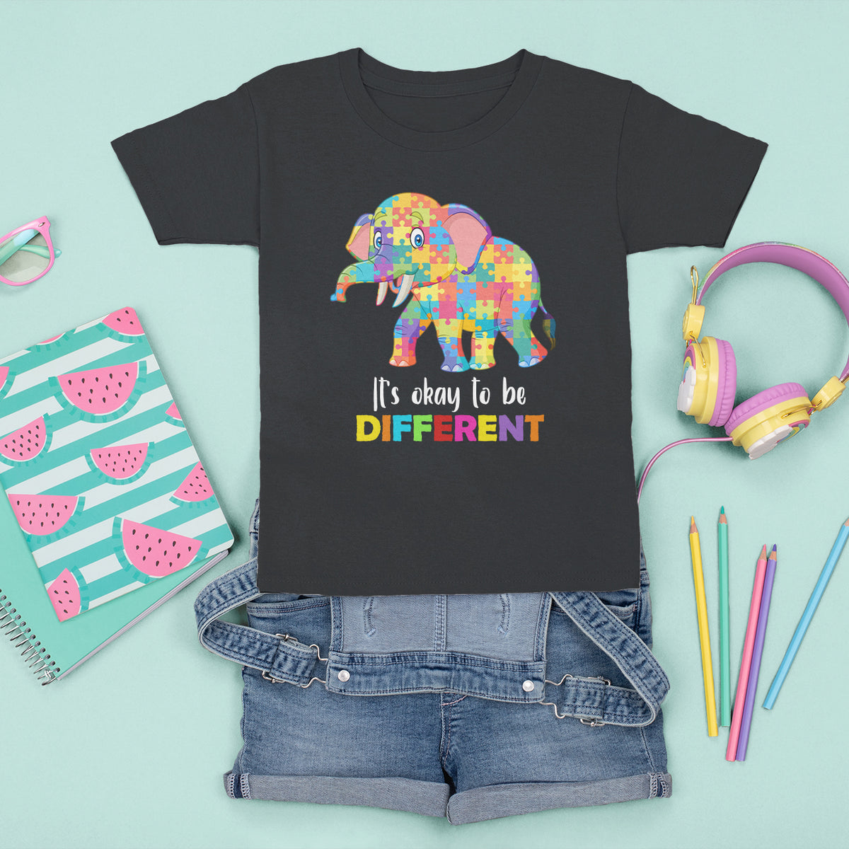Autism T Shirt For Kid It's Okay To Be Different Elephant - Wonder Print Shop