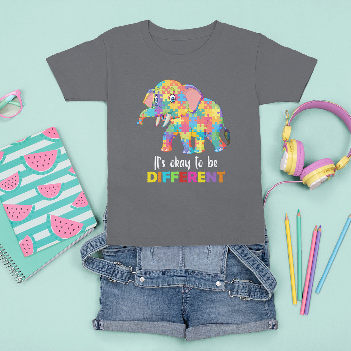 Autism T Shirt For Kid It's Okay To Be Different Elephant - Wonder Print Shop