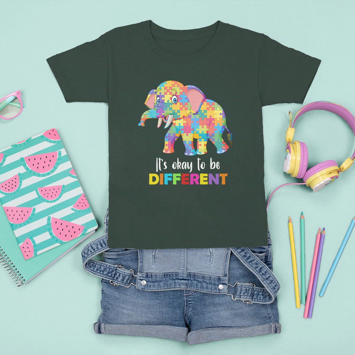 Autism T Shirt For Kid It's Okay To Be Different Elephant - Wonder Print Shop