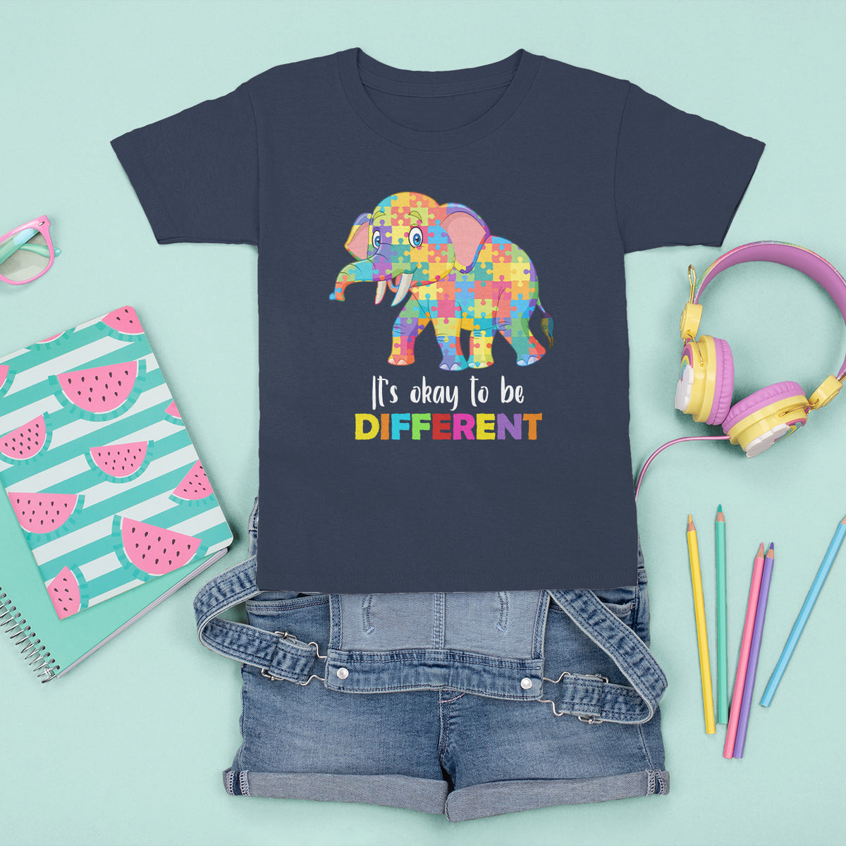 Autism T Shirt For Kid It's Okay To Be Different Elephant - Wonder Print Shop