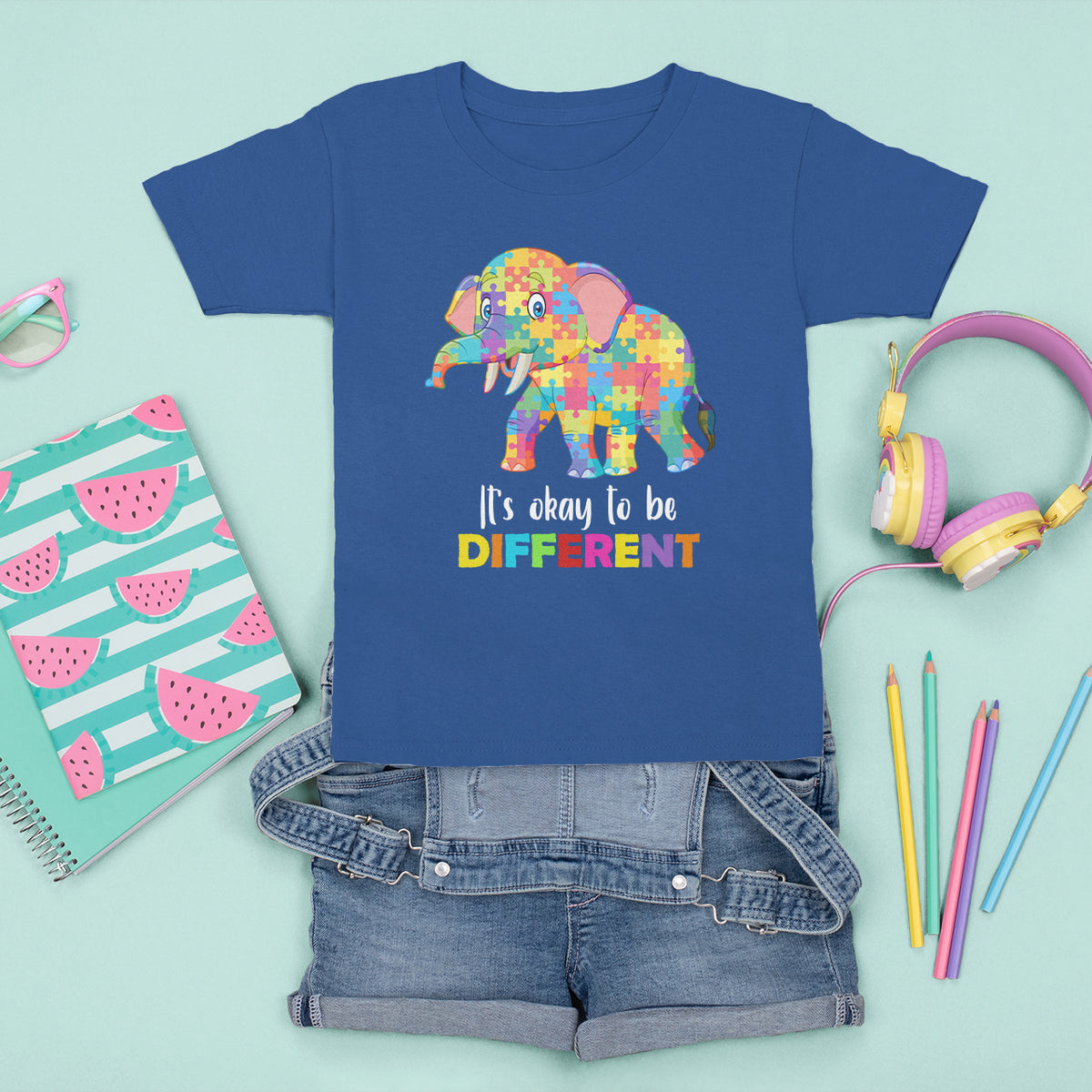 Autism T Shirt For Kid It's Okay To Be Different Elephant - Wonder Print Shop