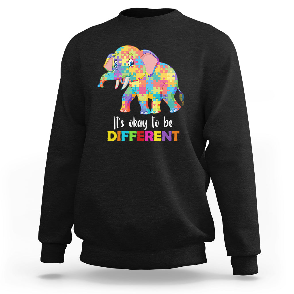 Autism Sweatshirt It's Okay To Be Different Elephant - Wonder Print Shop