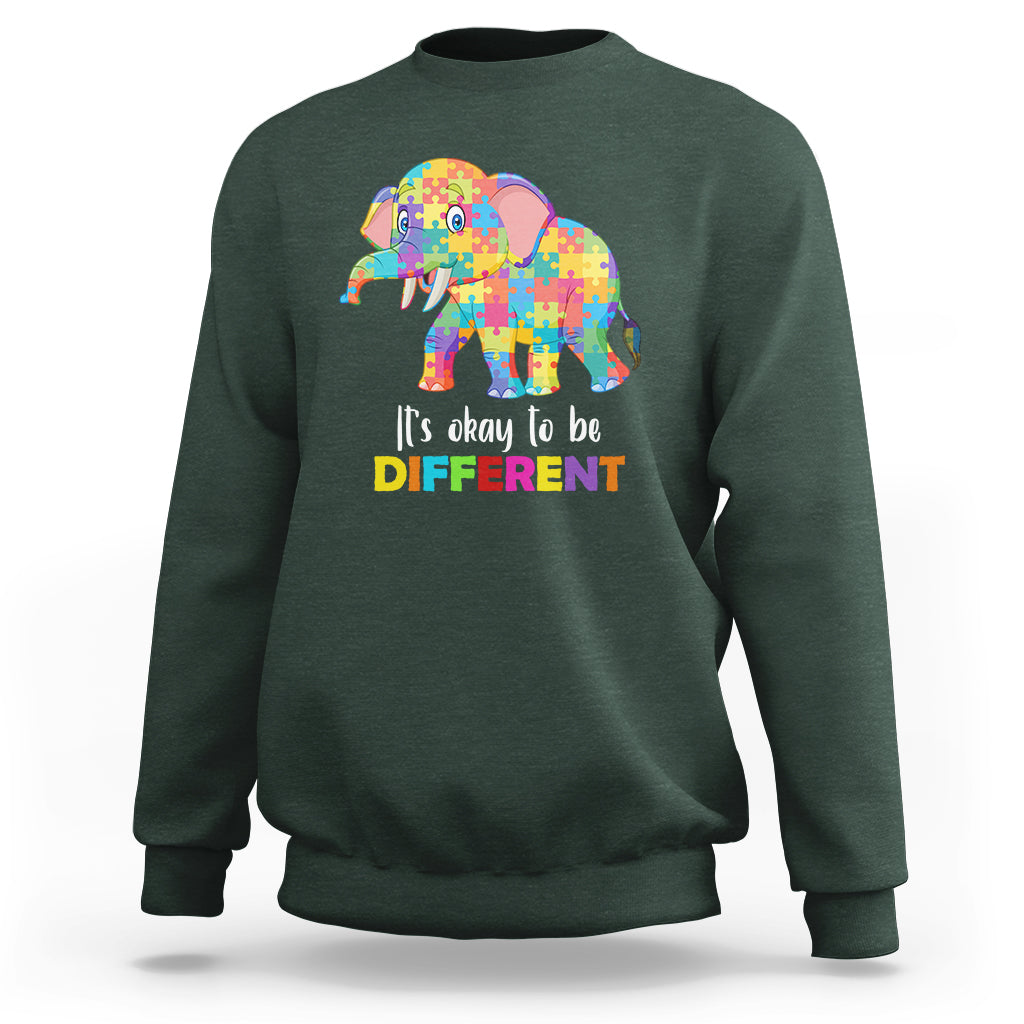 Autism Sweatshirt It's Okay To Be Different Elephant - Wonder Print Shop