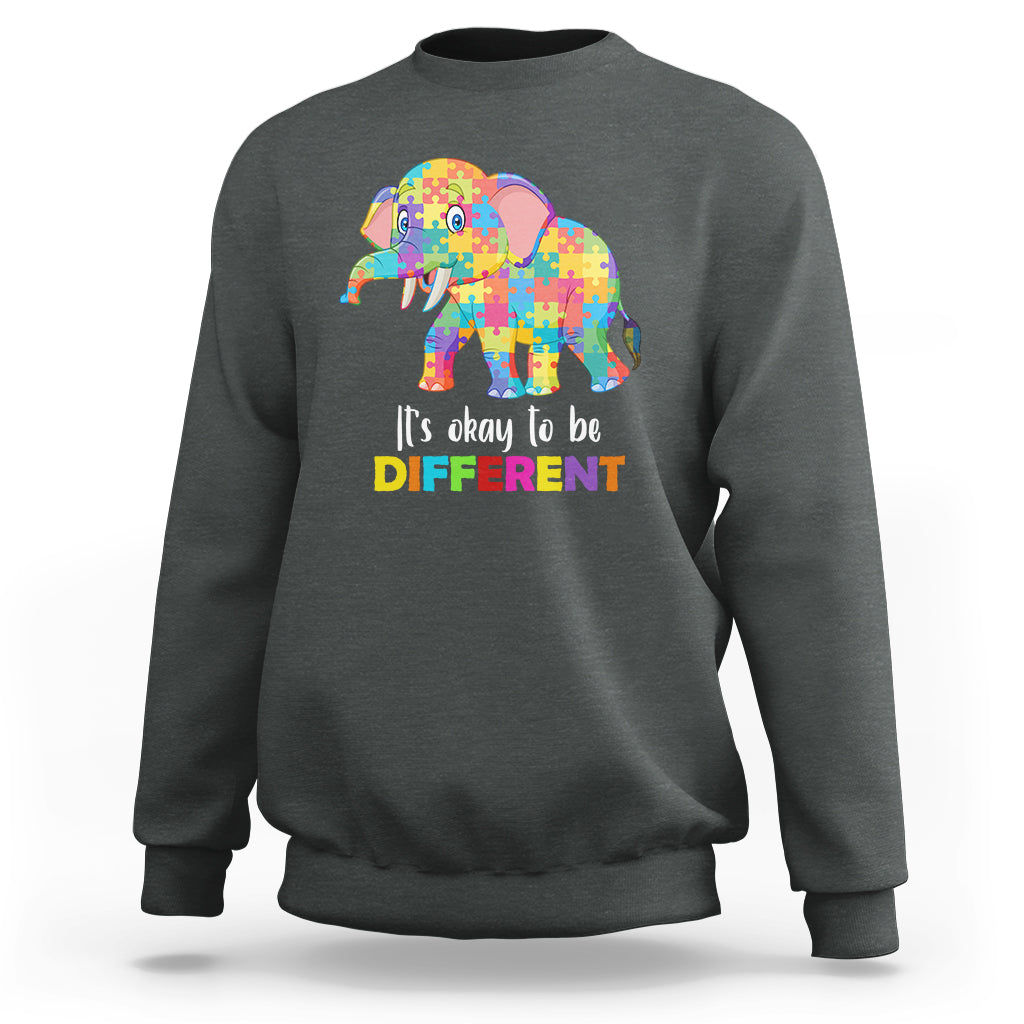 Autism Sweatshirt It's Okay To Be Different Elephant - Wonder Print Shop