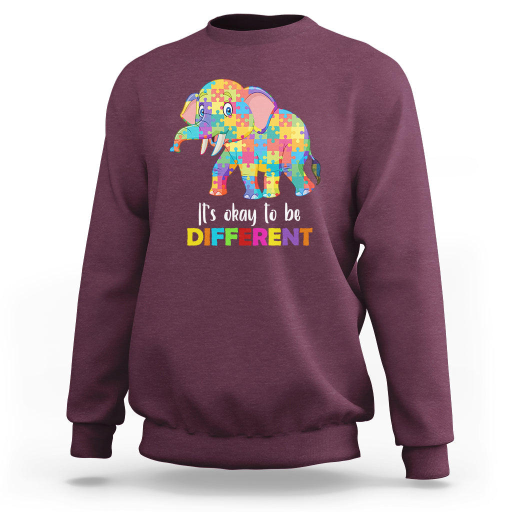 Autism Sweatshirt It's Okay To Be Different Elephant - Wonder Print Shop