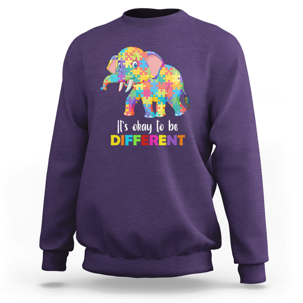 Autism Sweatshirt It's Okay To Be Different Elephant - Wonder Print Shop