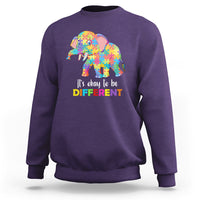 Autism Sweatshirt It's Okay To Be Different Elephant - Wonder Print Shop
