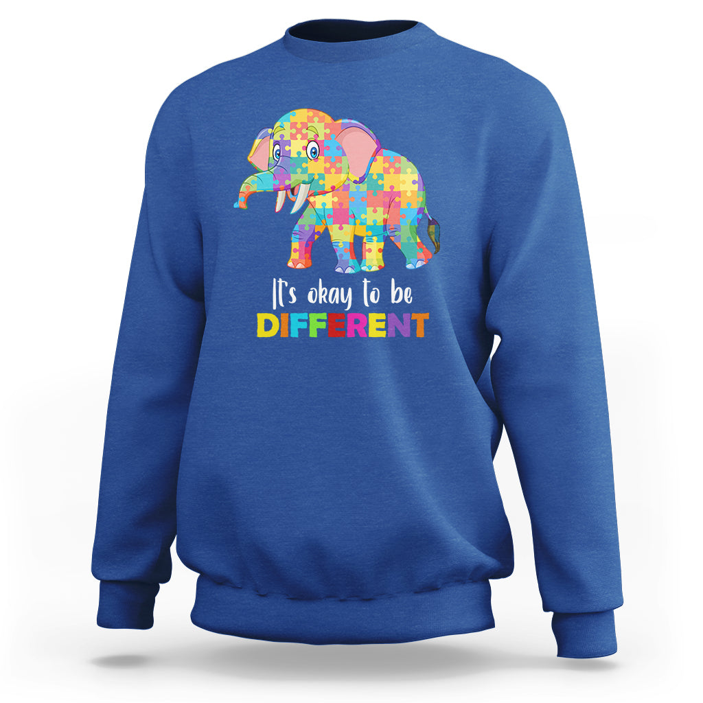 Autism Sweatshirt It's Okay To Be Different Elephant - Wonder Print Shop