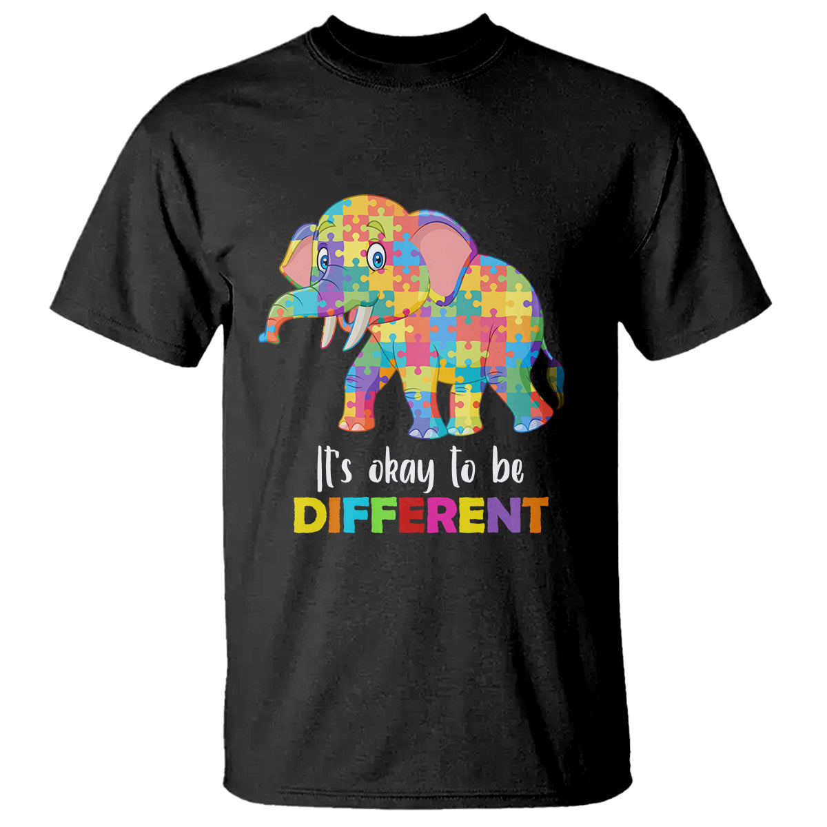 Autism T Shirt It's Okay To Be Different Elephant - Wonder Print Shop