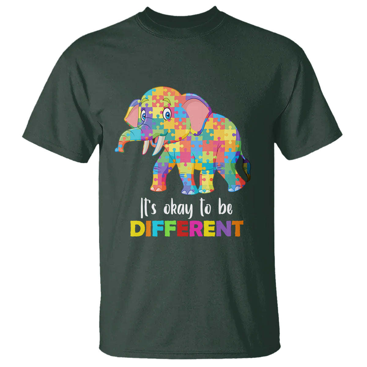 Autism T Shirt It's Okay To Be Different Elephant - Wonder Print Shop