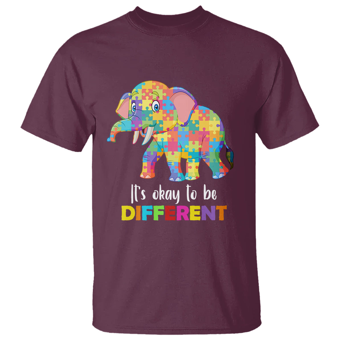 Autism T Shirt It's Okay To Be Different Elephant - Wonder Print Shop