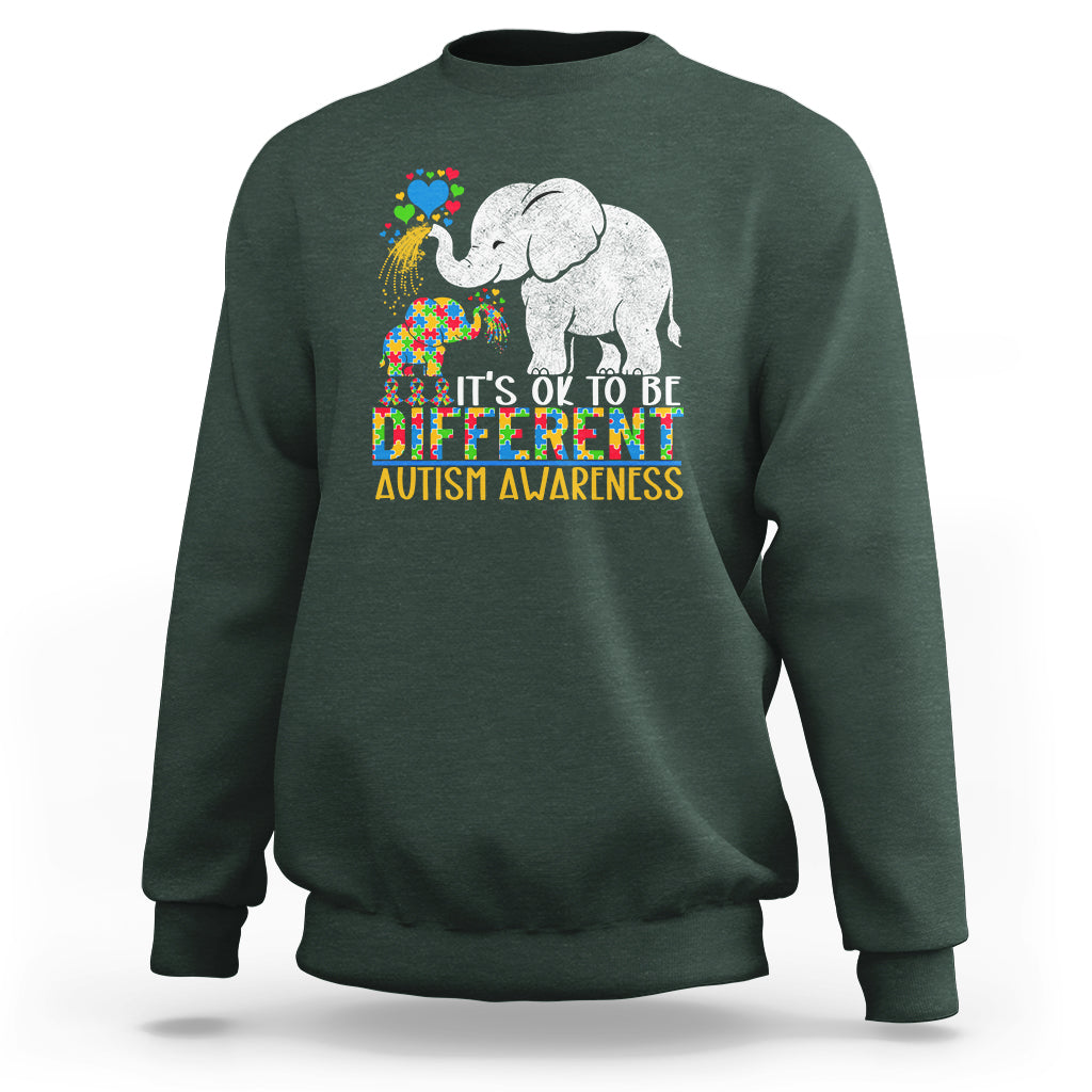 It Is Ok To Be Elephant Different Autism Awareness Sweatshirt - Wonder Print Shop