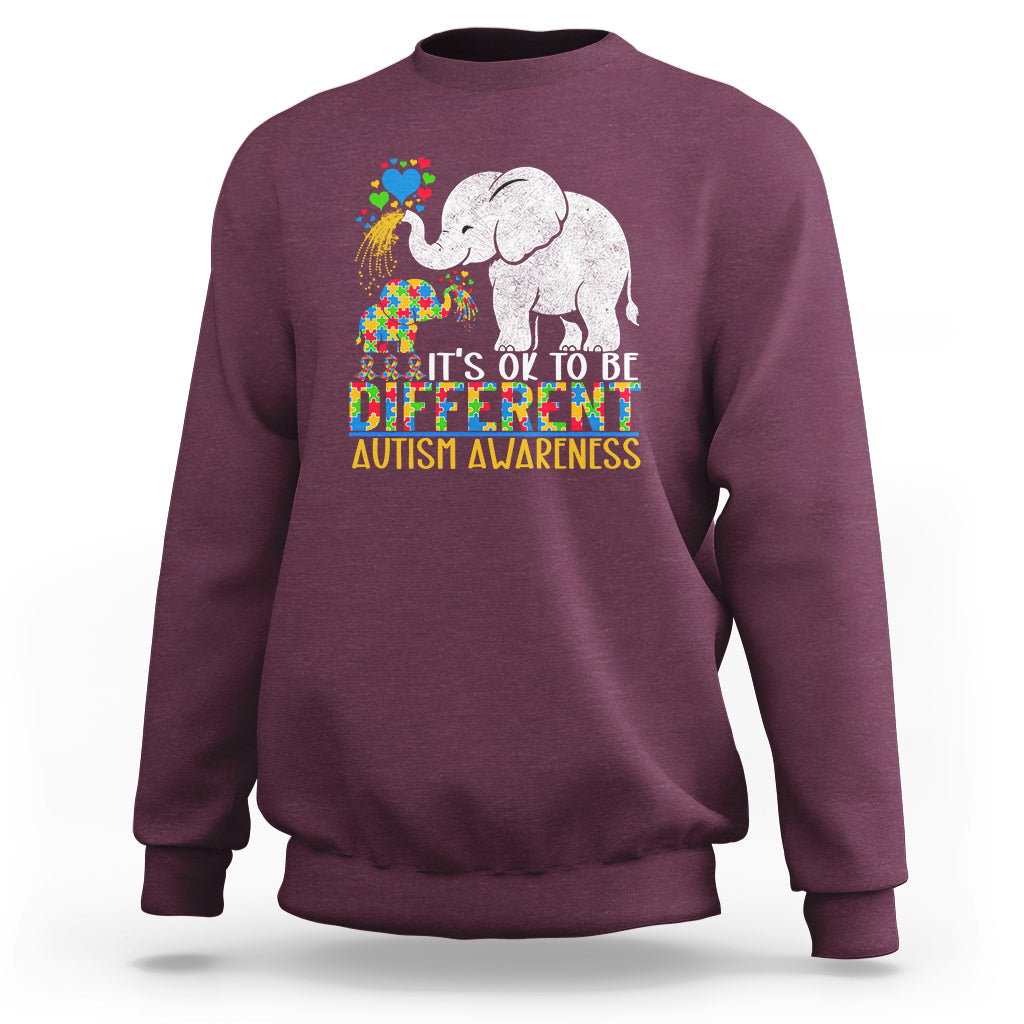 It Is Ok To Be Elephant Different Autism Awareness Sweatshirt - Wonder Print Shop