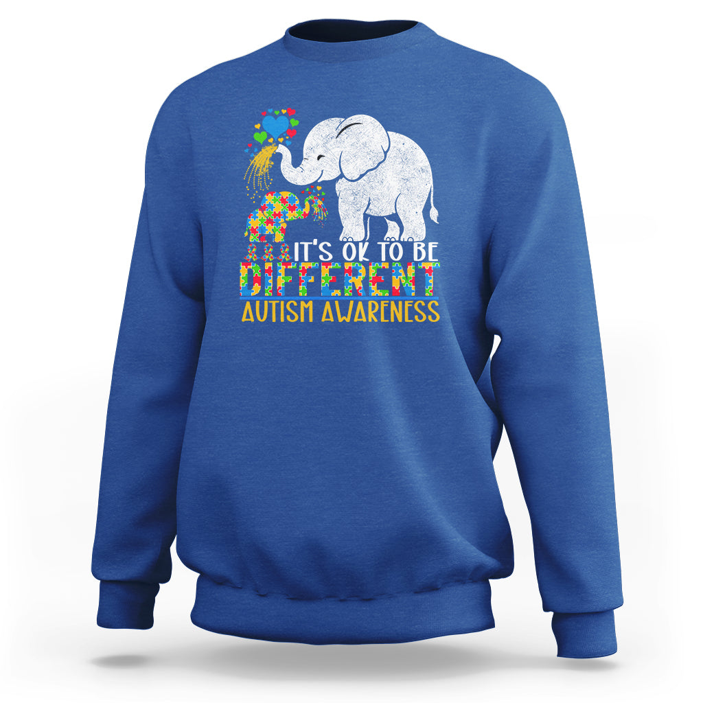 It Is Ok To Be Elephant Different Autism Awareness Sweatshirt - Wonder Print Shop