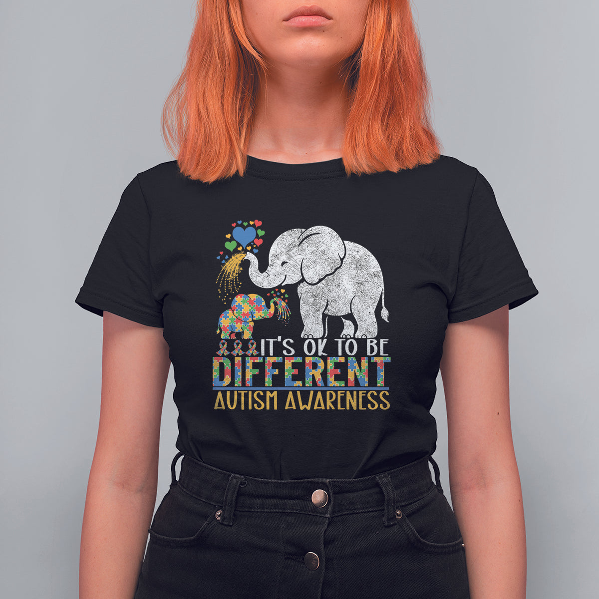 It Is Ok To Be Elephant Different Autism Awareness T Shirt For Women - Wonder Print Shop