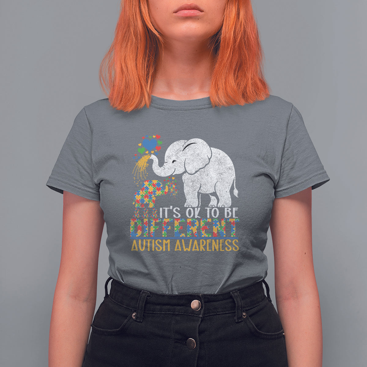 It Is Ok To Be Elephant Different Autism Awareness T Shirt For Women - Wonder Print Shop