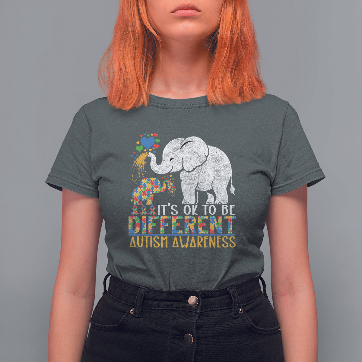It Is Ok To Be Elephant Different Autism Awareness T Shirt For Women - Wonder Print Shop