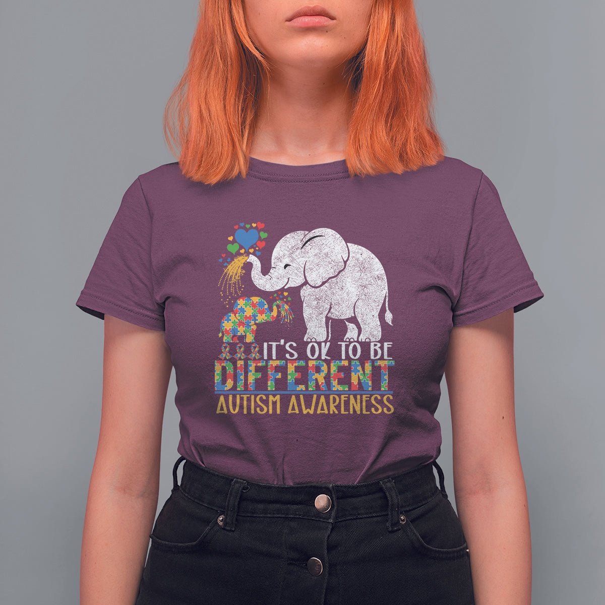 It Is Ok To Be Elephant Different Autism Awareness T Shirt For Women - Wonder Print Shop