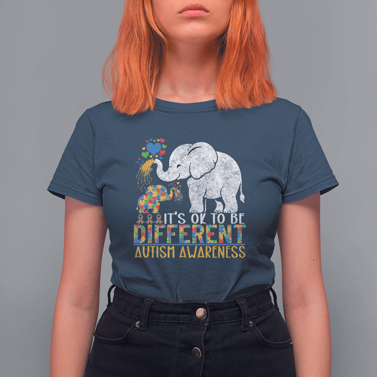 It Is Ok To Be Elephant Different Autism Awareness T Shirt For Women - Wonder Print Shop
