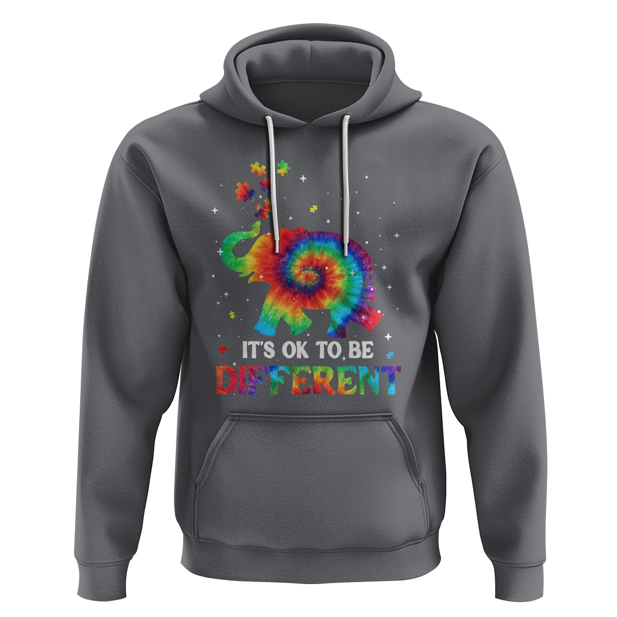 Tie Dye Elephant Autism Hoodie Its Ok To Be Different - Wonder Print Shop