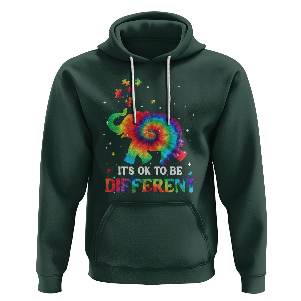 Tie Dye Elephant Autism Hoodie Its Ok To Be Different - Wonder Print Shop