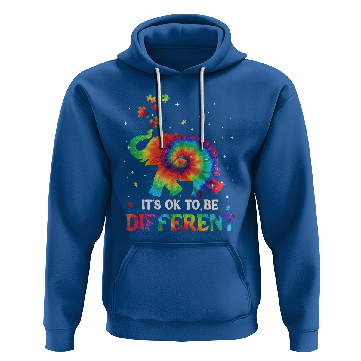 Tie Dye Elephant Autism Hoodie Its Ok To Be Different - Wonder Print Shop