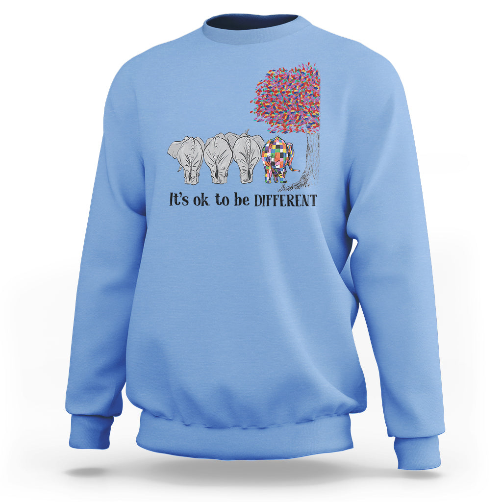 Autism Awareness Elephant Sweatshirt It's Ok To Be A Little Different - Wonder Print Shop