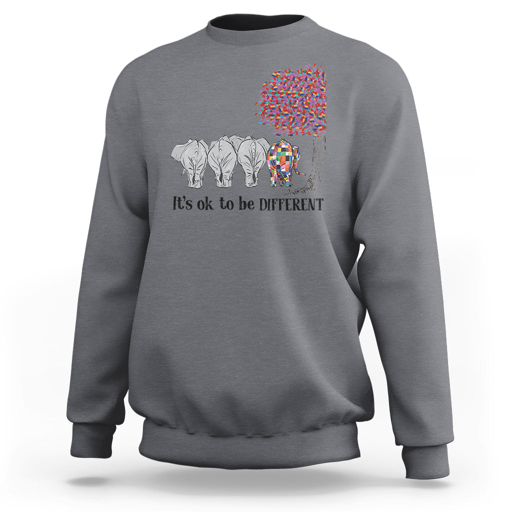 Autism Awareness Elephant Sweatshirt It's Ok To Be A Little Different - Wonder Print Shop
