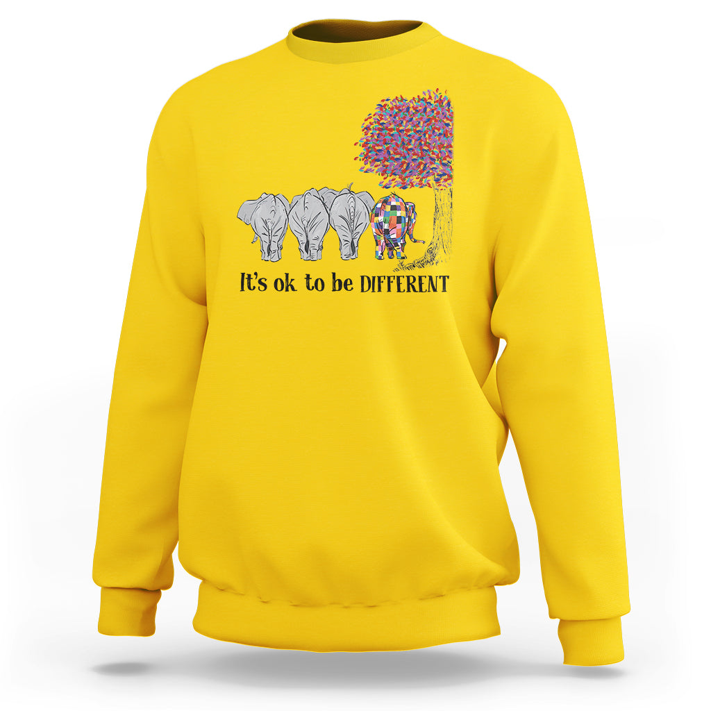 Autism Awareness Elephant Sweatshirt It's Ok To Be A Little Different - Wonder Print Shop
