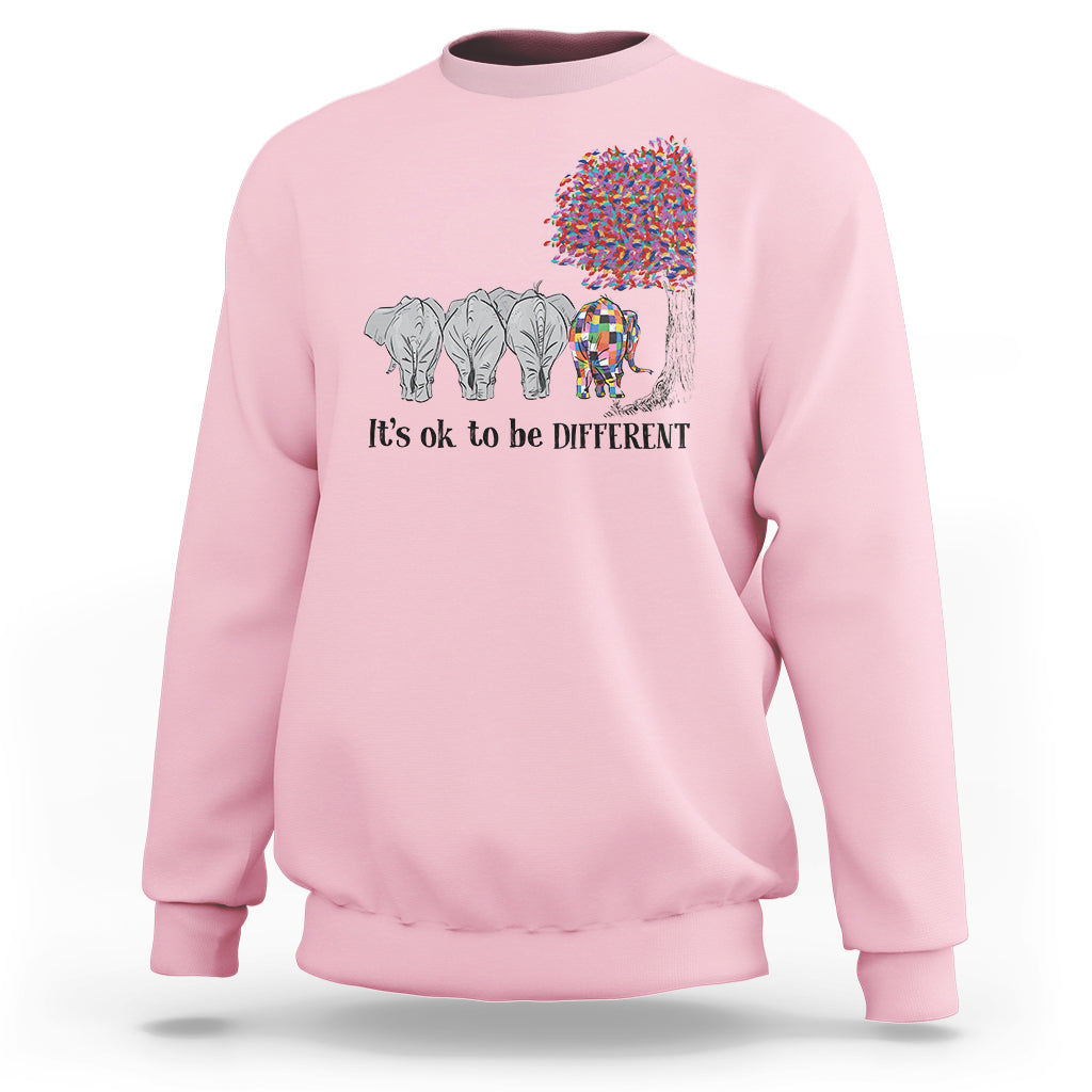 Autism Awareness Elephant Sweatshirt It's Ok To Be A Little Different - Wonder Print Shop