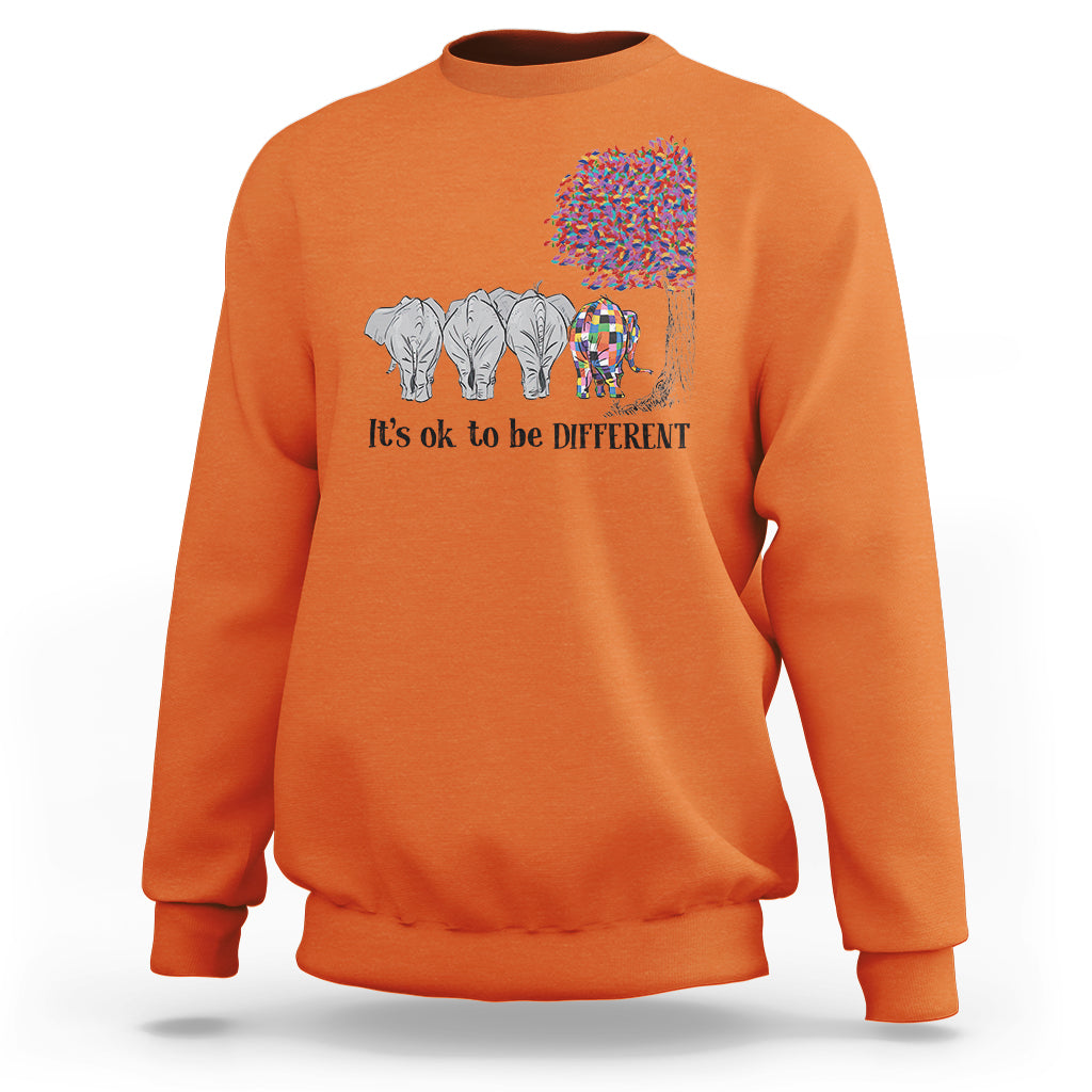 Autism Awareness Elephant Sweatshirt It's Ok To Be A Little Different - Wonder Print Shop