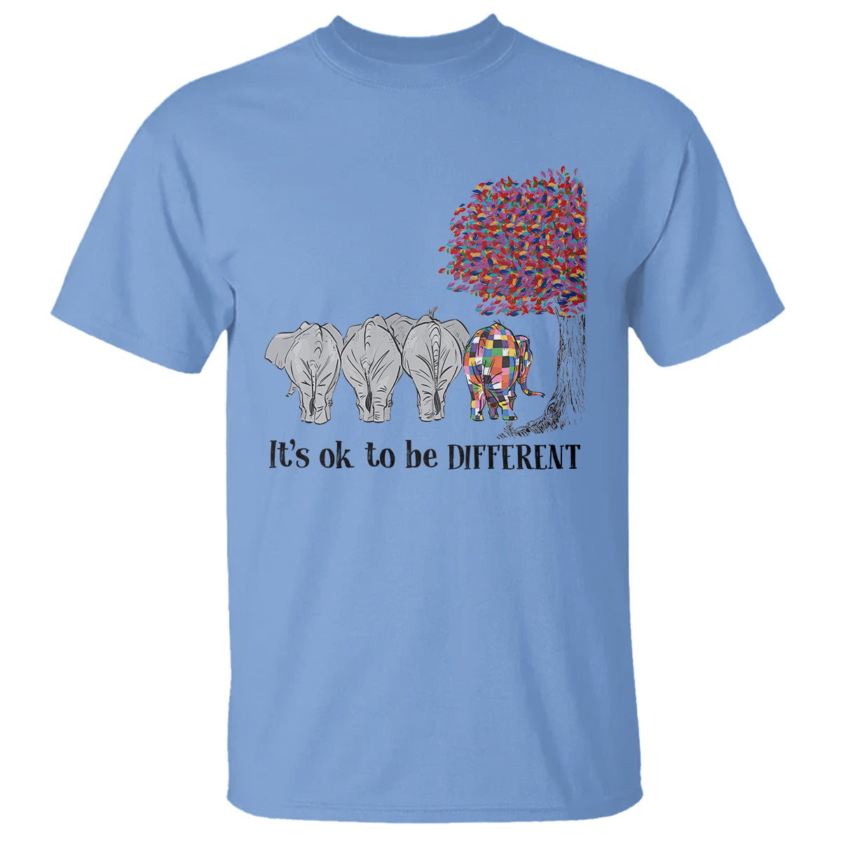 Autism Awareness Elephant T Shirt It's Ok To Be A Little Different - Wonder Print Shop