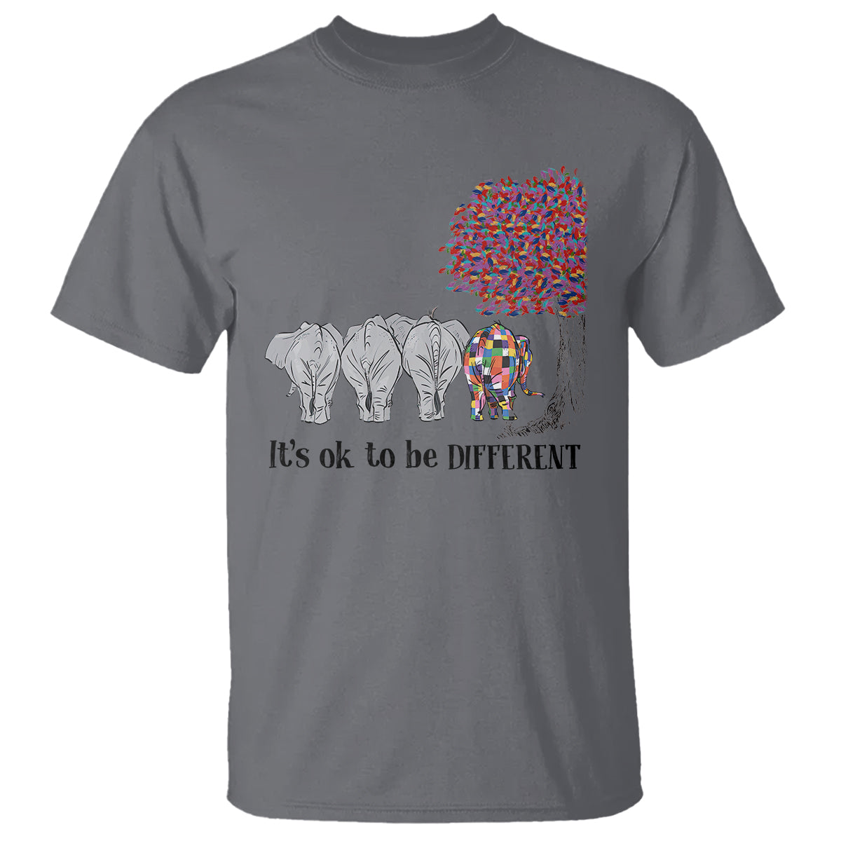 Autism Awareness Elephant T Shirt It's Ok To Be A Little Different - Wonder Print Shop