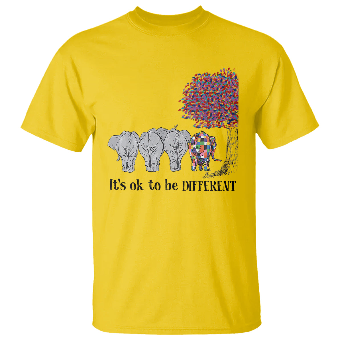 Autism Awareness Elephant T Shirt It's Ok To Be A Little Different - Wonder Print Shop