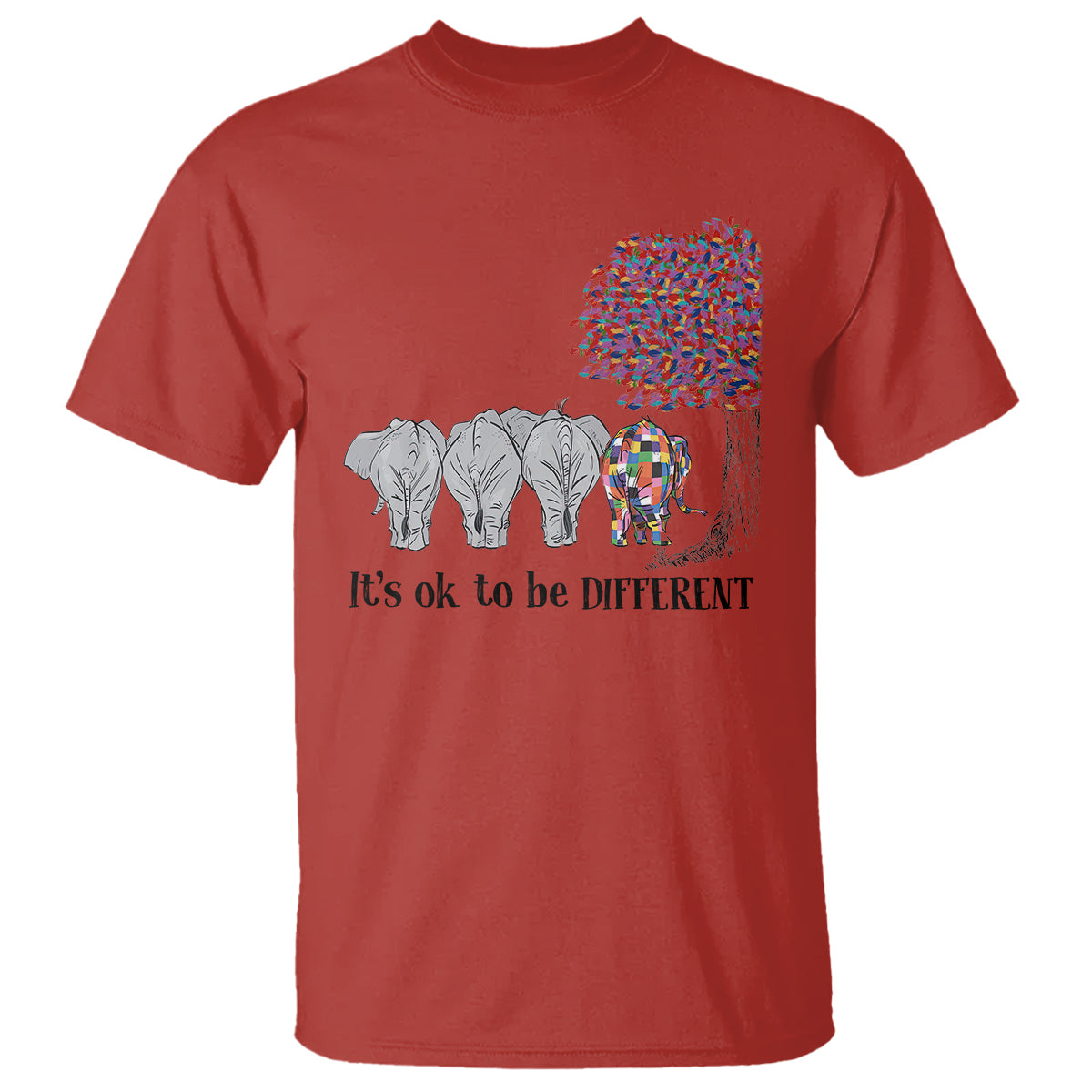 Autism Awareness Elephant T Shirt It's Ok To Be A Little Different - Wonder Print Shop